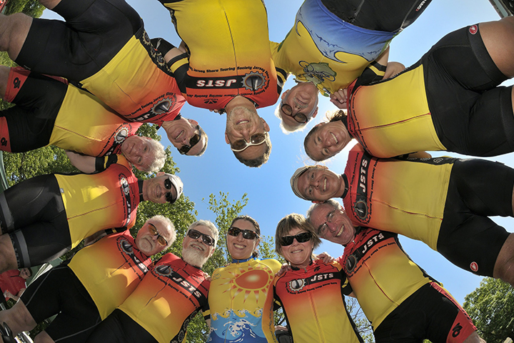 Jersey Shore Touring Society in a group circle after a charity ride